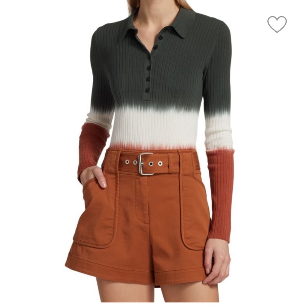 Derek Lam 10 Crosby lis el rib-knit polo shirt